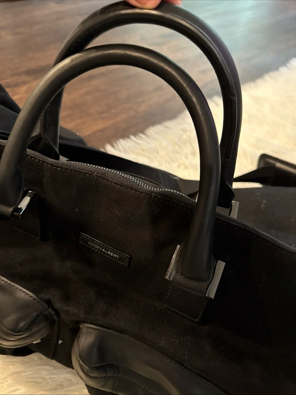 Hook & Albert Garment Bag Duffle Black Canvas Weekender Black